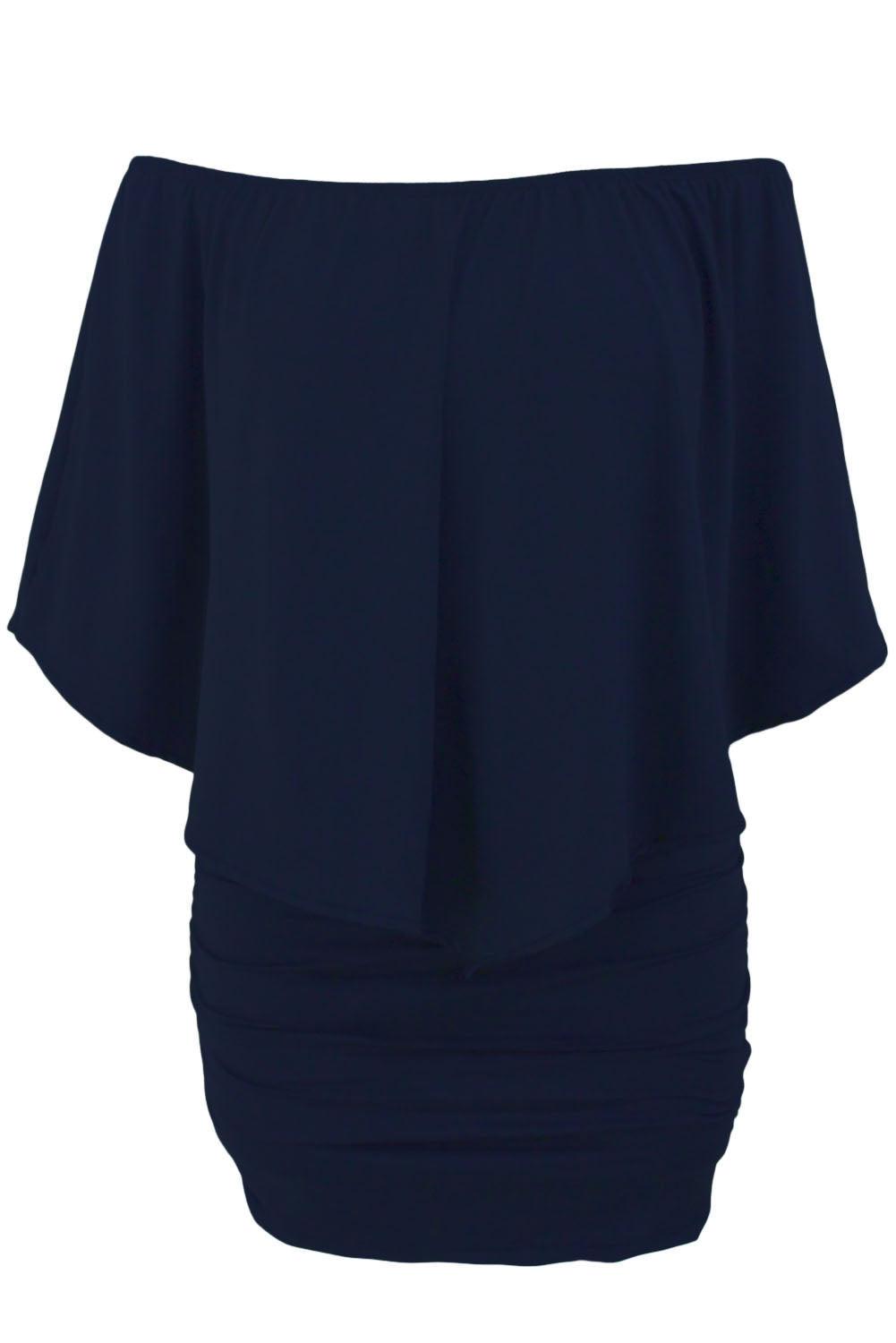 Multiple Dressing Layered Dark Blue Mini Poncho Dress - L & M Kee, LLC