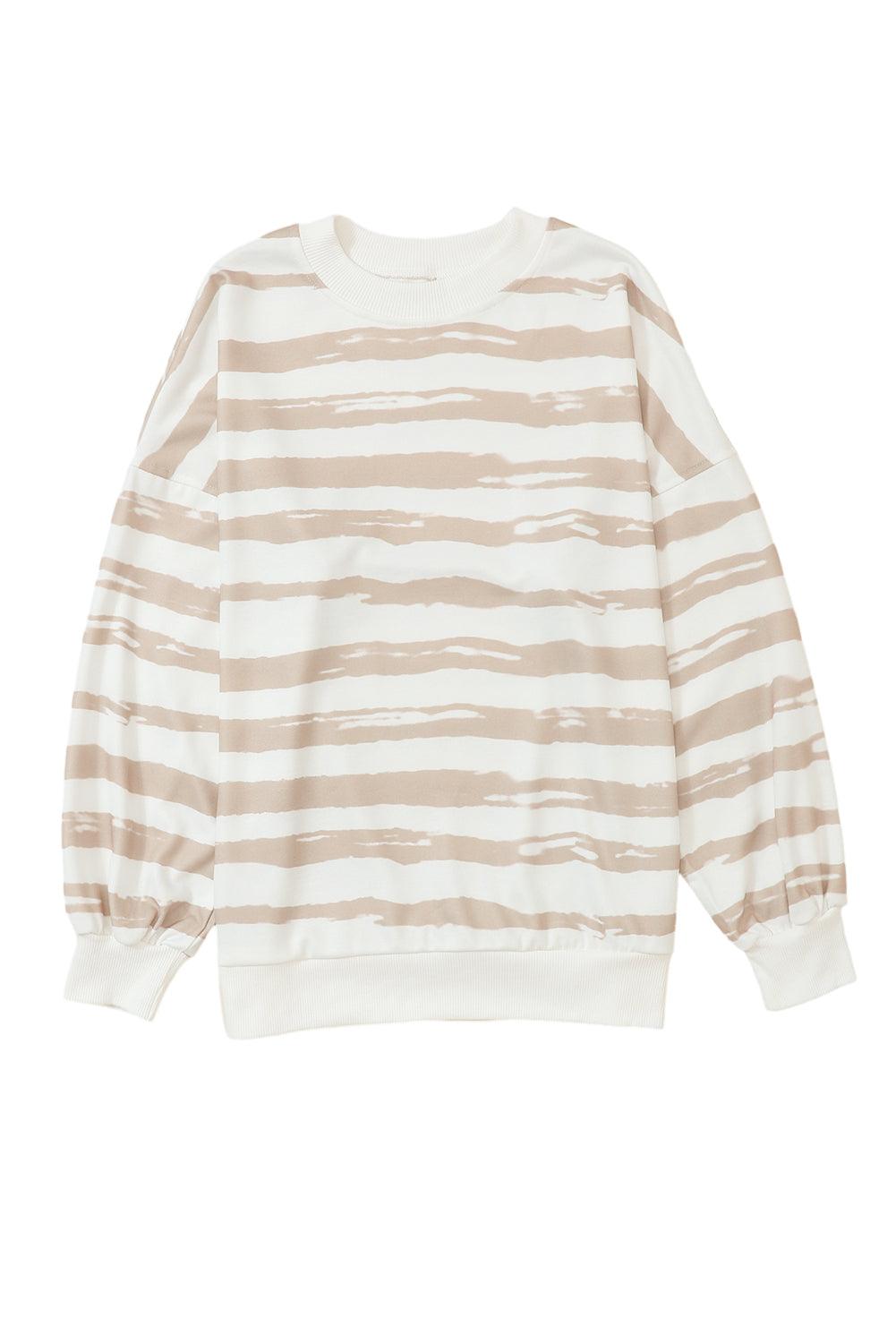 Dark Pink Oversized Striped Bishop Sleeve Pullover Sweatshirt - L & M Kee, LLC