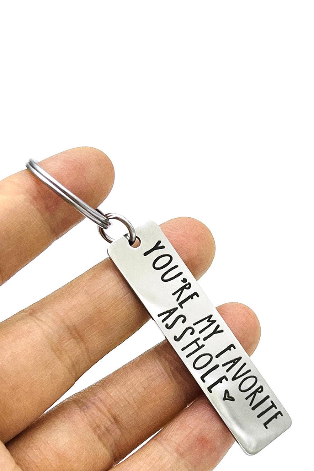 Silvery Valentine Lettered Stainless Steel Keychain - L & M Kee, LLC