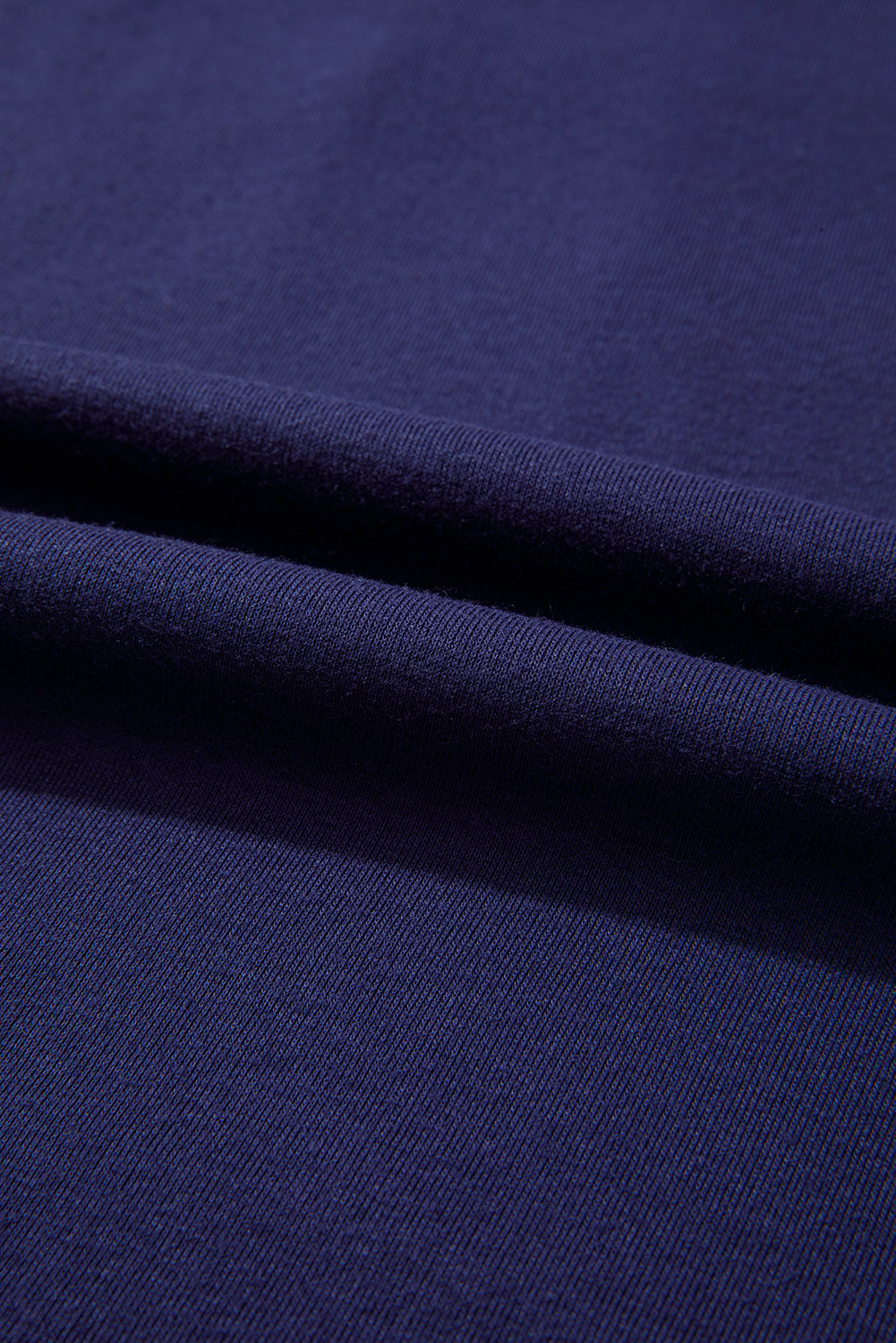 Navy Blue Solid Color Seam Detail Raglan Long Sleeve Top