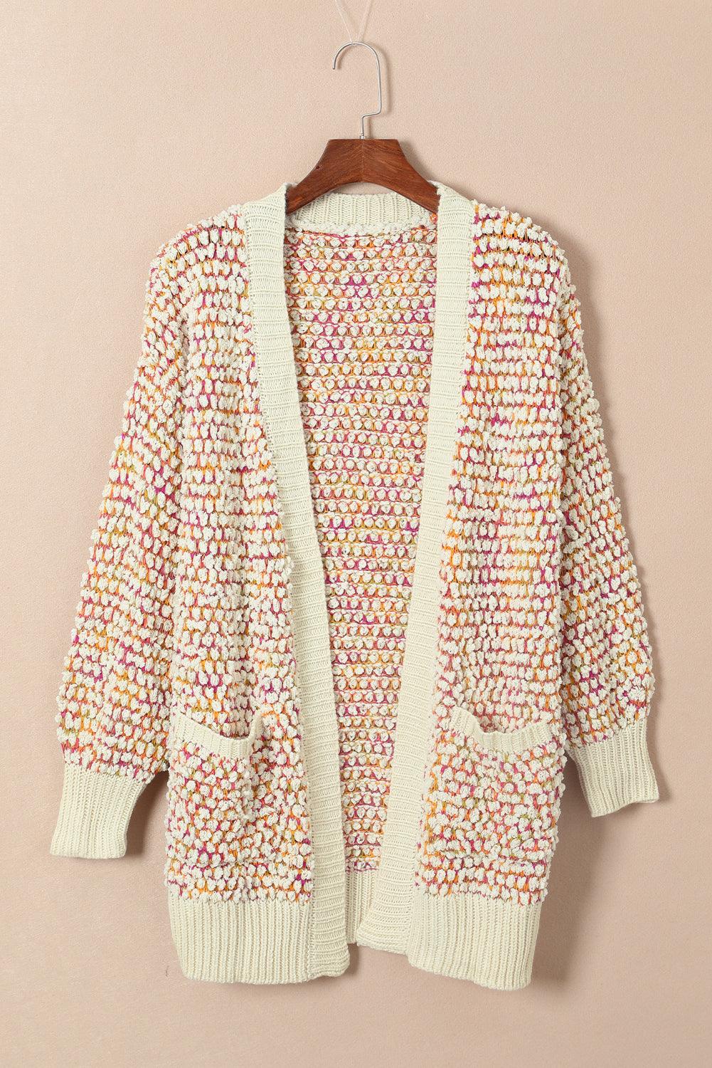 Multicolour Abstract Printed Bishop Sleeve Open Front Cardigan - L & M Kee, LLC