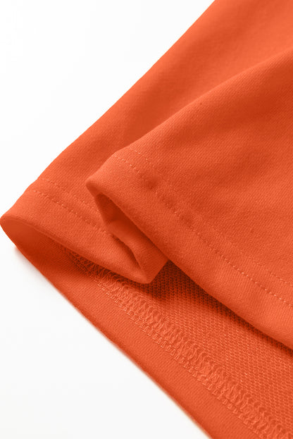 Fiery Red Varsity Contrast Banded Sleeve Shift Sweatshirt Dress