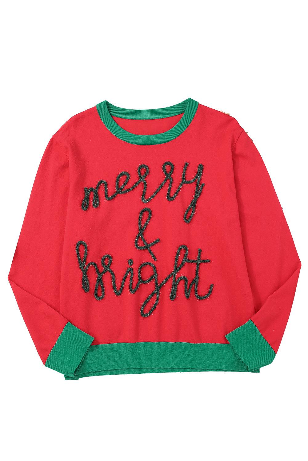 White Merry & Bright Round Neck Casual Sweater - L & M Kee, LLC