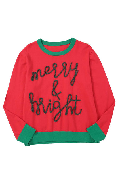 White Merry & Bright Round Neck Casual Sweater - L & M Kee, LLC