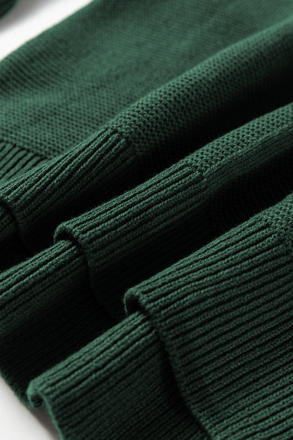 Dirty blue Solid Color Front Seam Drop Shoulder Loose Sweater