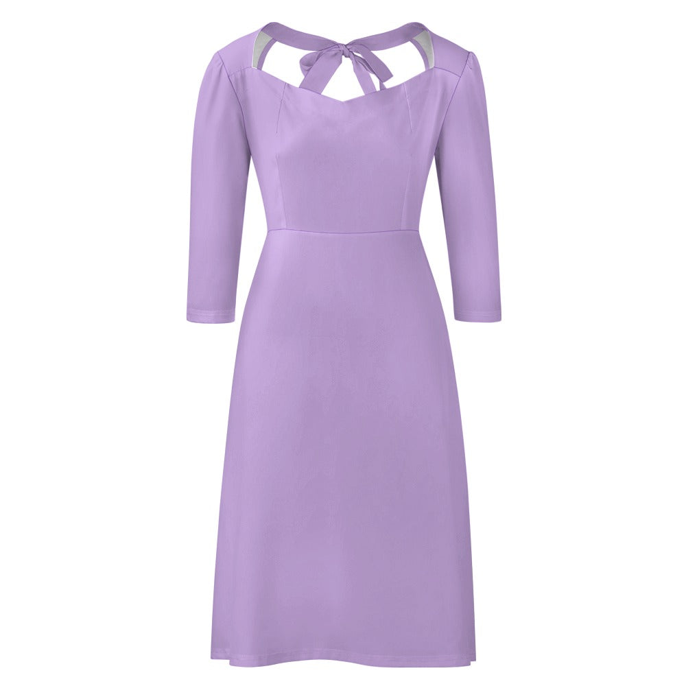 Lilac Sweetheart Knot Flare Dress