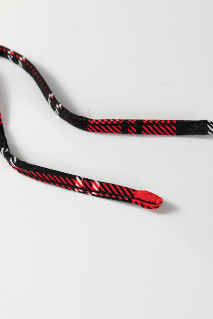 Red Festive Plaid Print Round Neck Long Sleeve and Pants 2 Piece Lounge Set