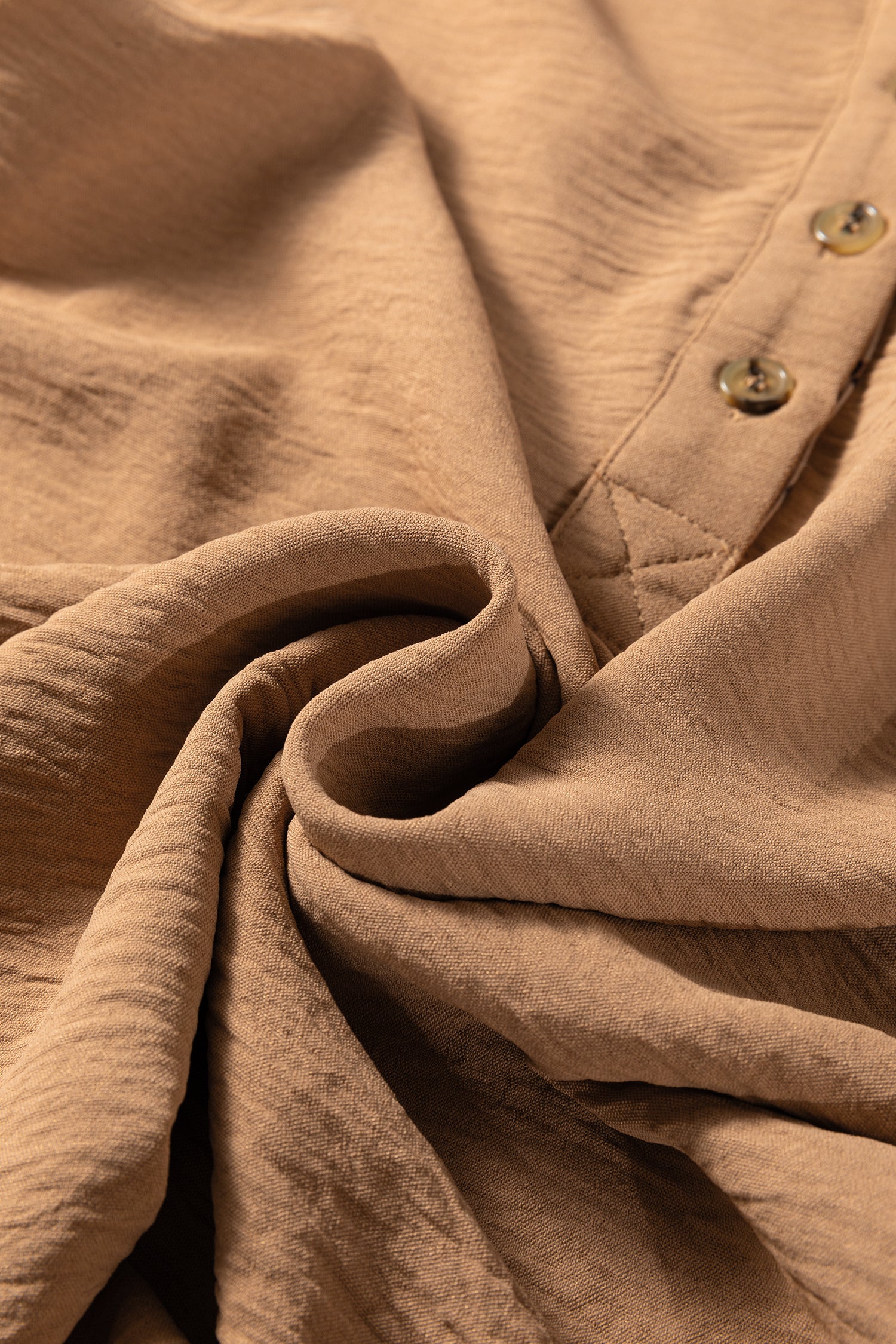 Camel Contrast Leopard Print Patchwork Polo Collar Buttons Front Ruffled Long Sleeve Blouse