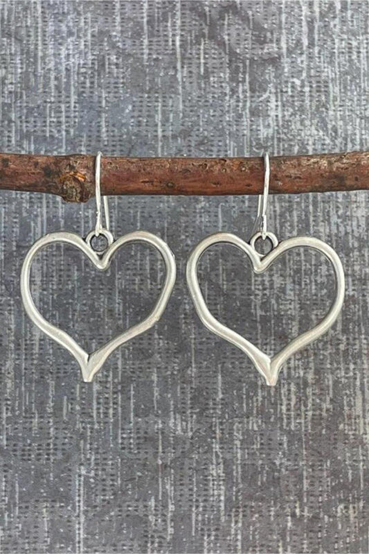 Silvery Heart Shape Hook Drop Earrings - L & M Kee, LLC