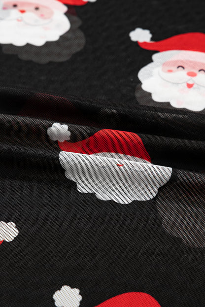 Black Christmas Fashion Print Slim Fit Long Sleeve Top