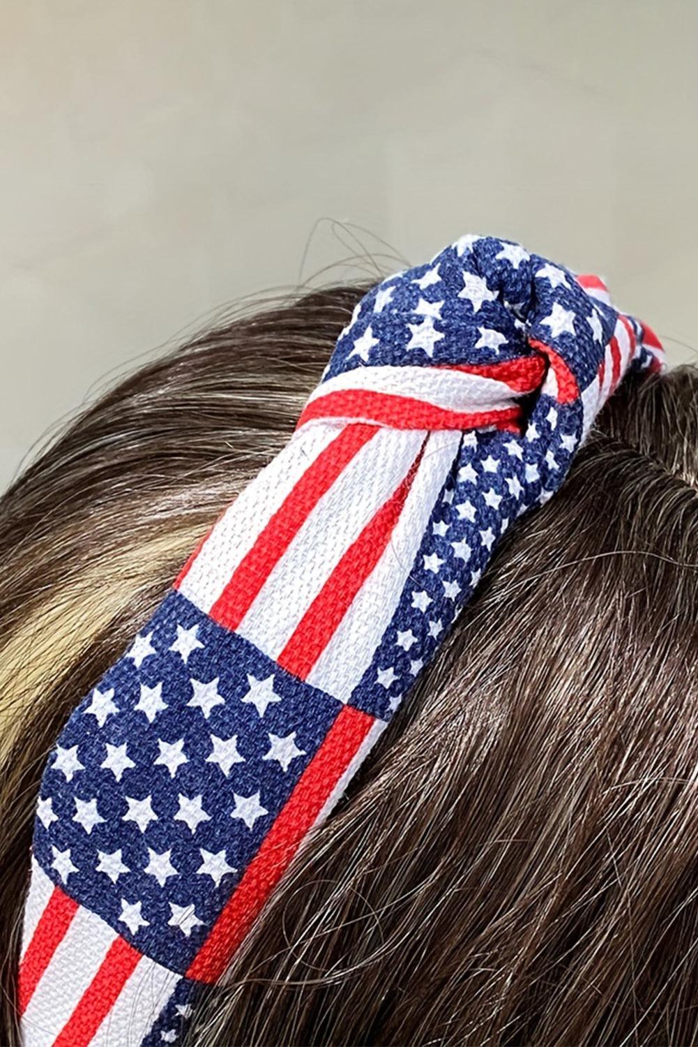 Navy Blue Flag Day Knotted Headband - L & M Kee, LLC