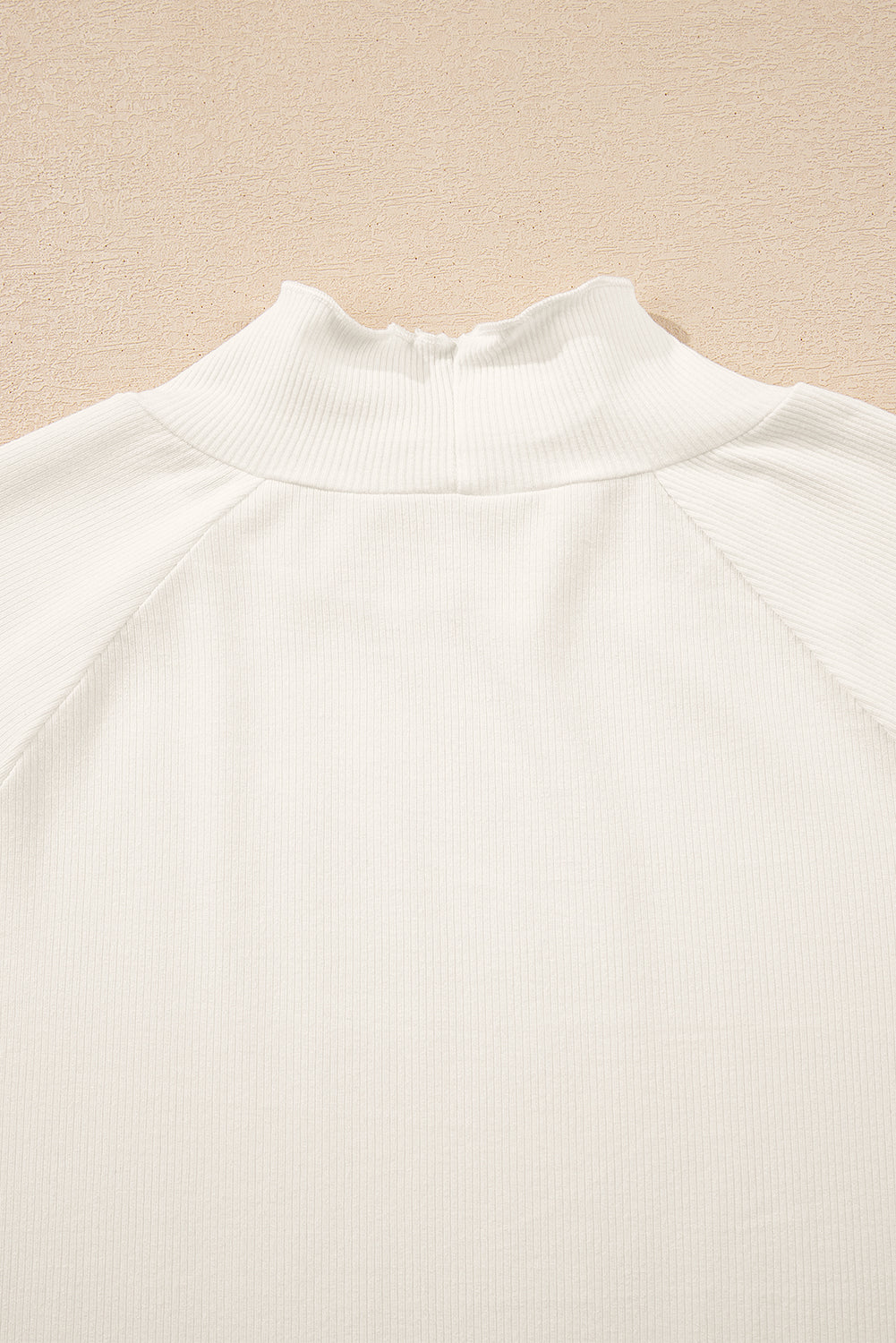 Black Ribbed Knit Lettuce Trim High Neck Long Sleeve Top