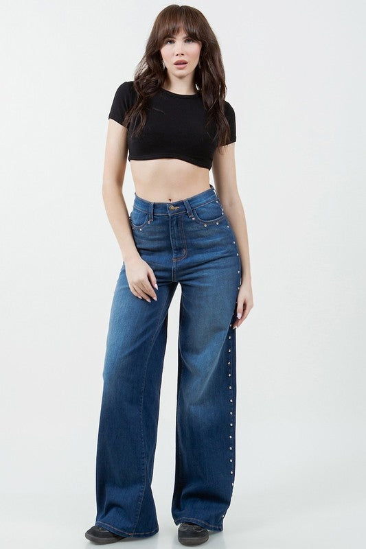 Camila Studded Wide Leg Jean