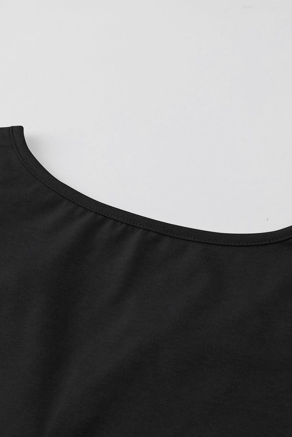 Black Solid Slim-fit V Neck Tank Top - L & M Kee, LLC