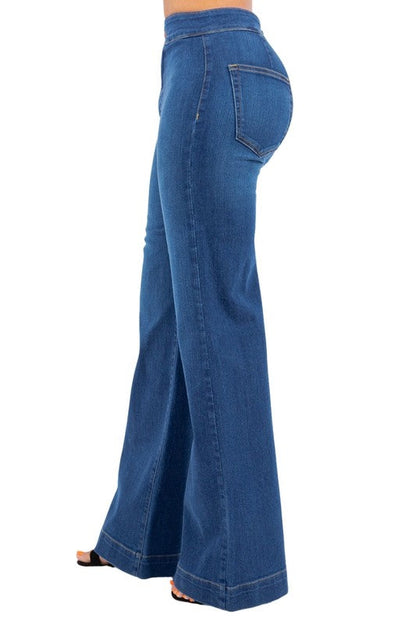 Robin Wide Leg Flare Jean in Medium Blue