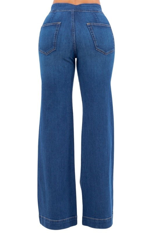 Robin Wide Leg Flare Jean in Medium Blue