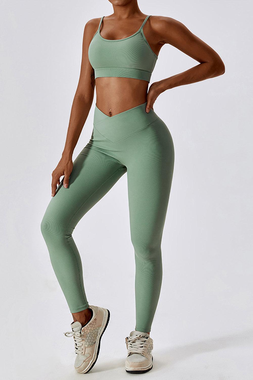 Grass Green Active Bra and Arched Leggings Active Workout Set