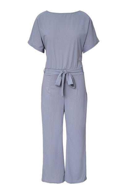 Blue Oh So Glam Belted Wide Leg Jumpsuit - L & M Kee, LLC