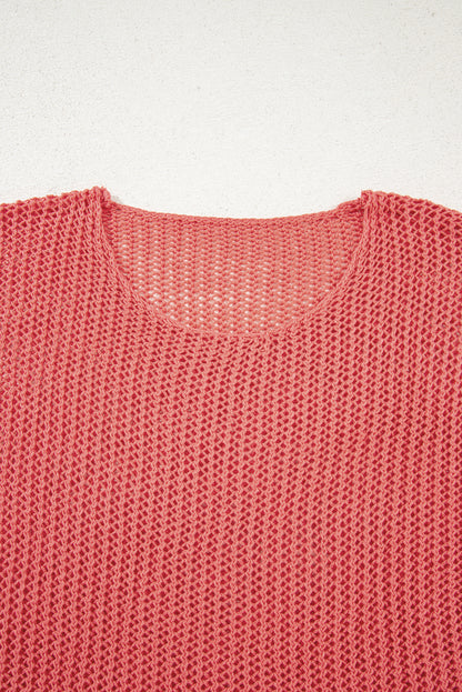 Coral Crochet Hollow-out Jumper Top Sweater