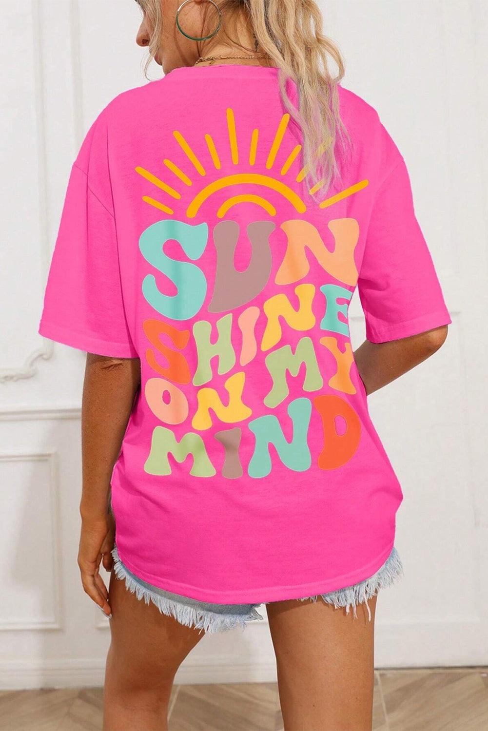 Bright Pink SUNSHINE ON MY MIND Graphic Tee - L & M Kee, LLC