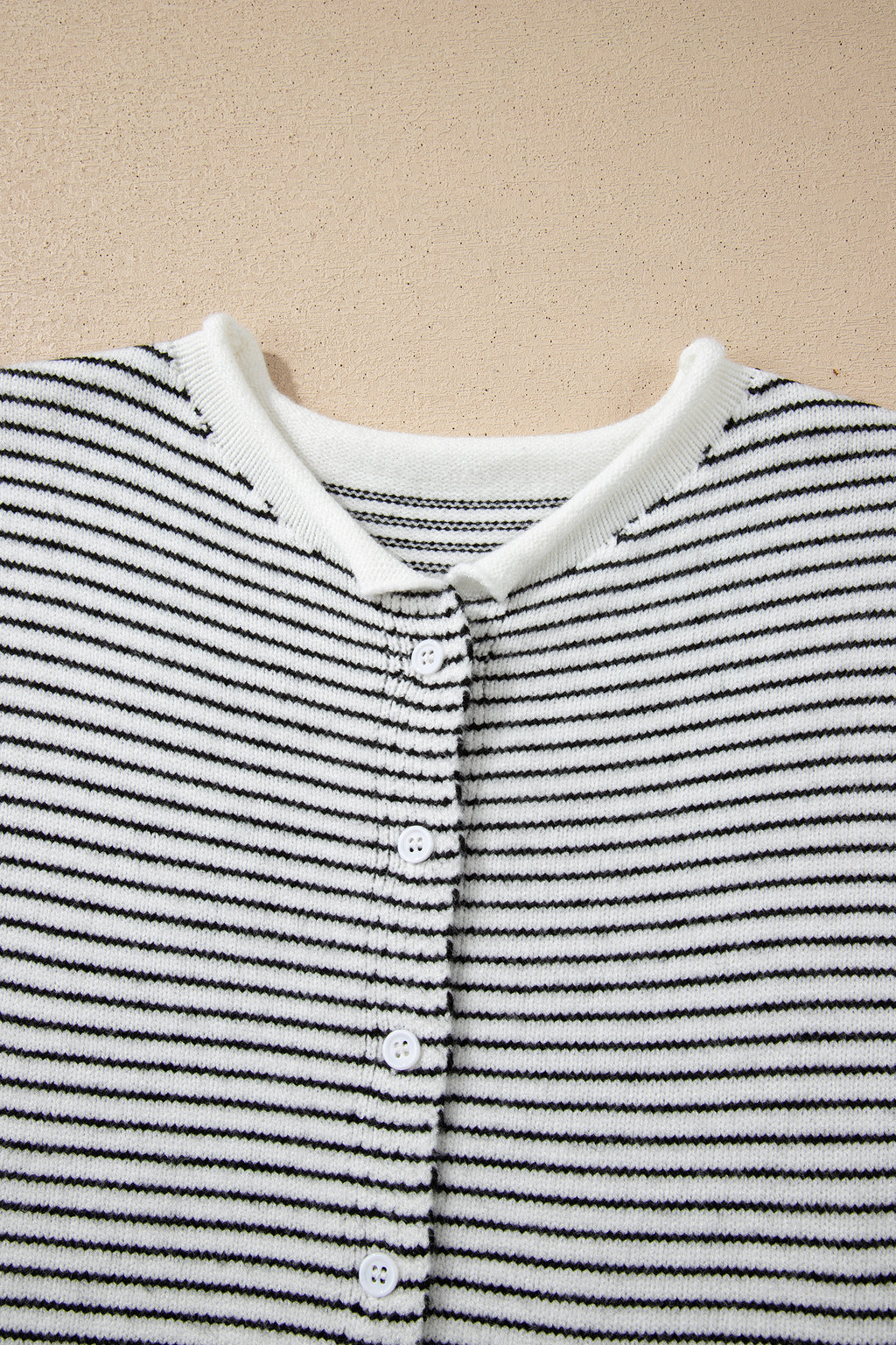 Black Stripe Contrast Trim Cap Sleeve Button Down Casual Cardigan