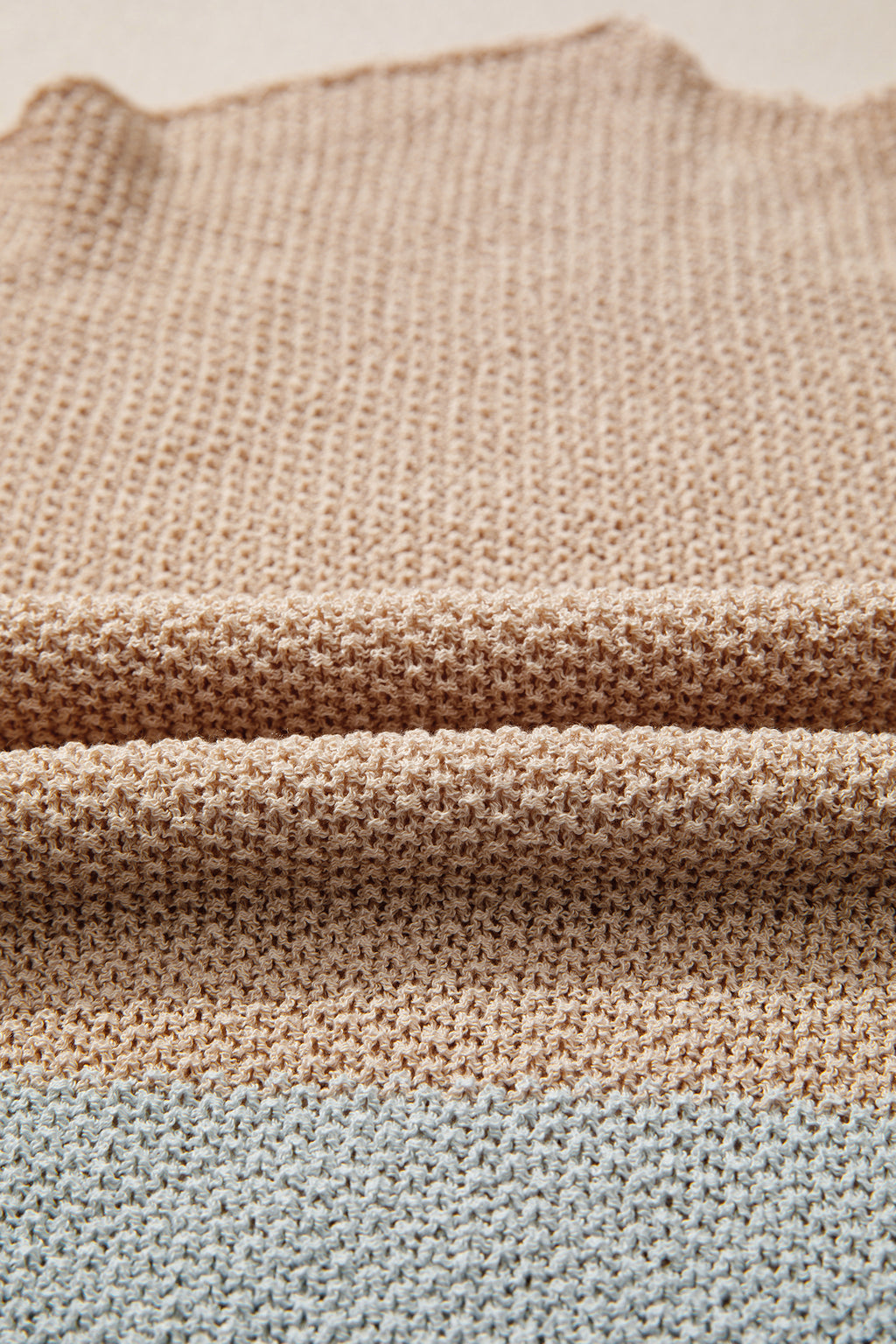 Chestnut Color Block Knit V Neck Loose Sweater