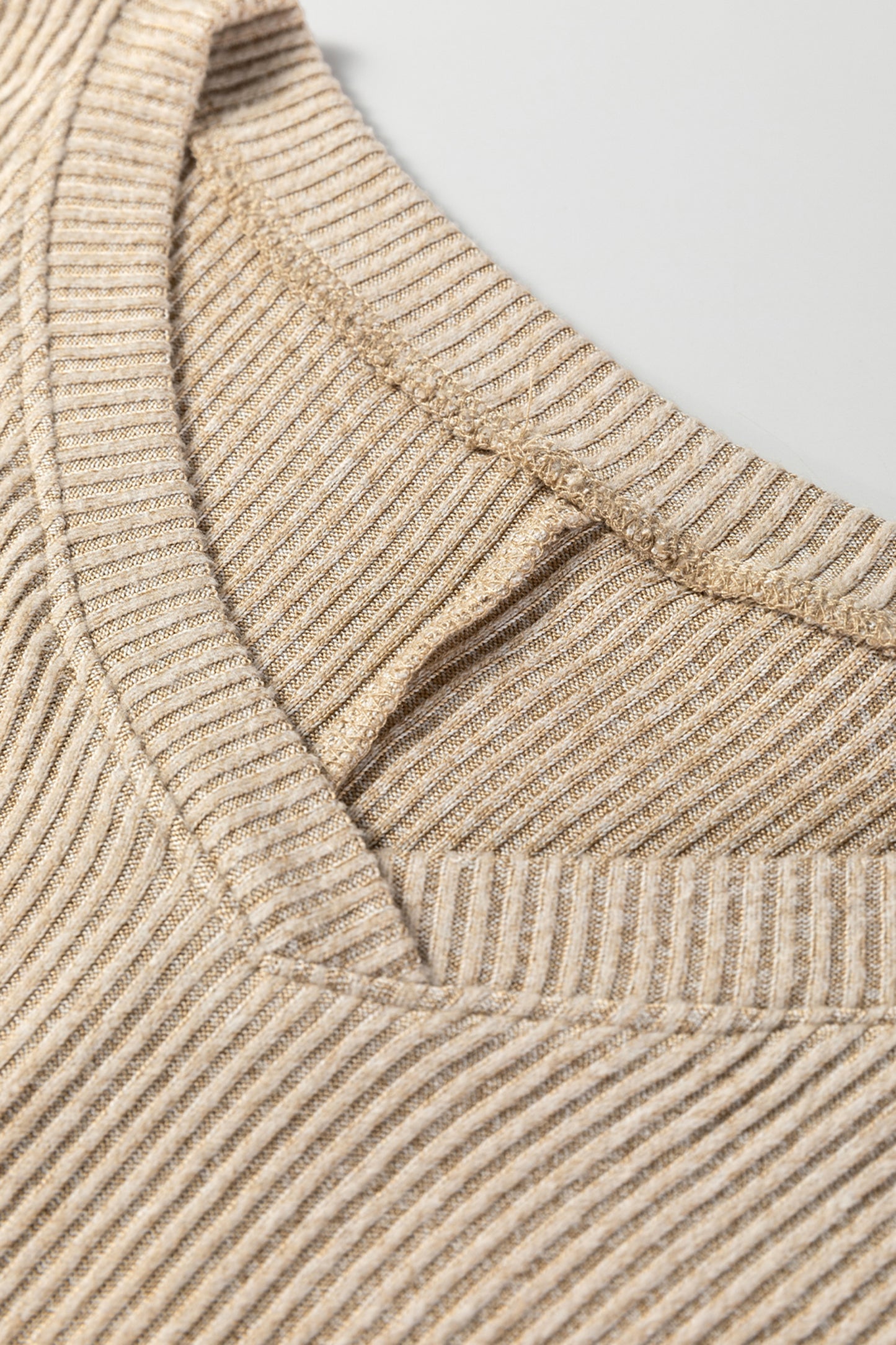 Jet Stream 3D Ribbed V Neck Pullover Drawstring Pants 2 Piece Lounge Set