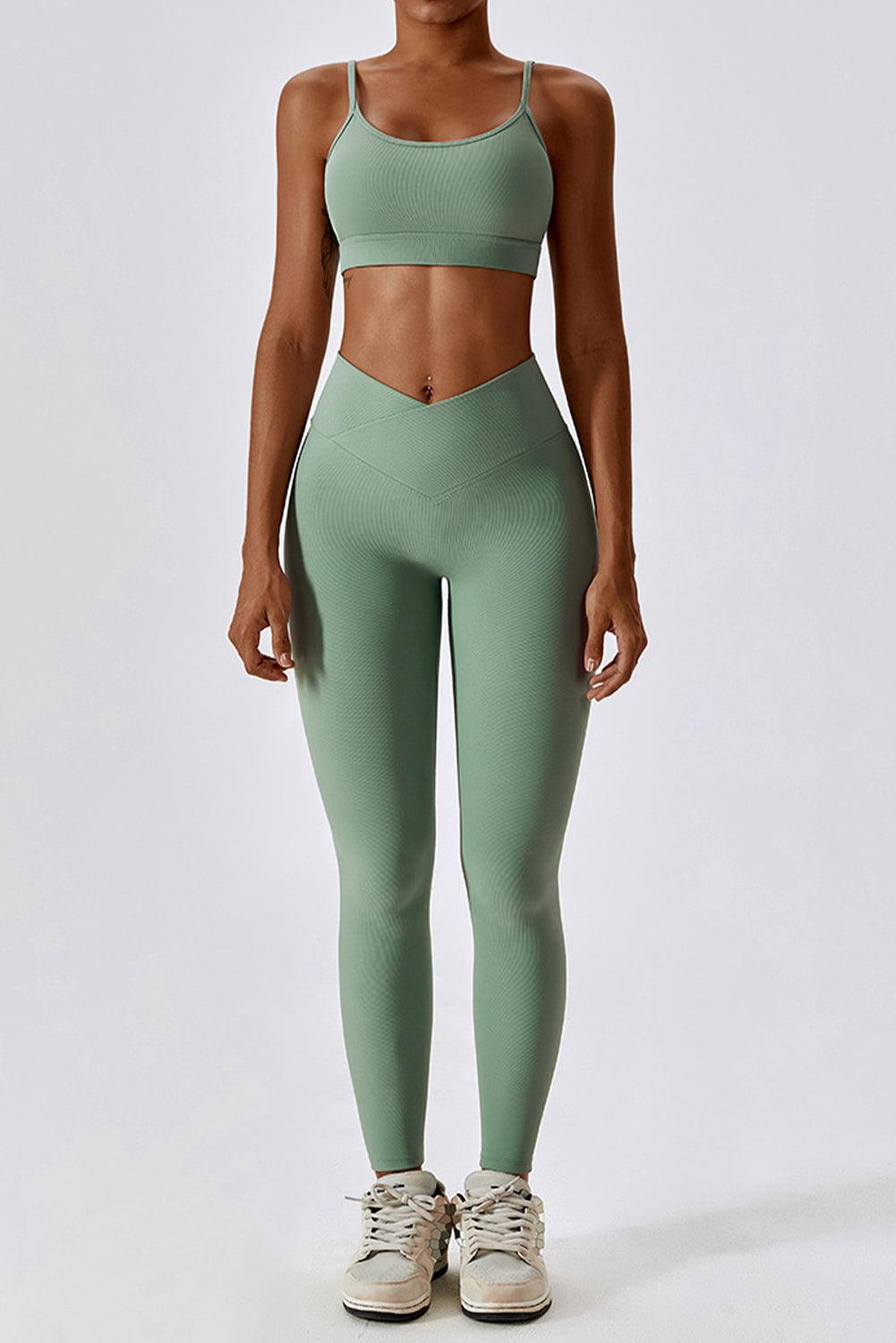 Grass Green Active Bra and Arched Leggings Active Workout Set