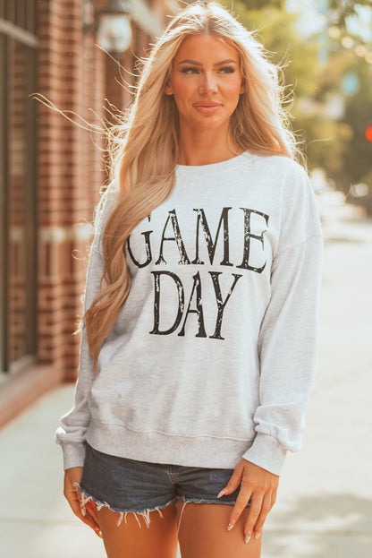 Red Vintage Washed GAME DAY Graphic Baggy Sweatshirt