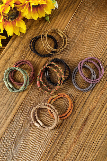 Orange Multicolour 20pcs Boho Knotted Hair Ties - L & M Kee, LLC