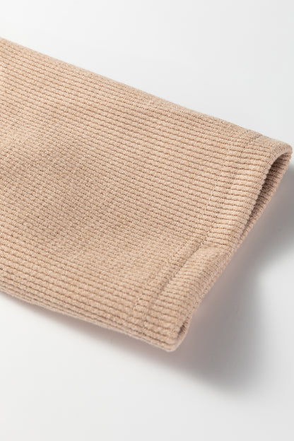 Rose Tan Thermal Textured Lace Drawstring Baggy Hoodie