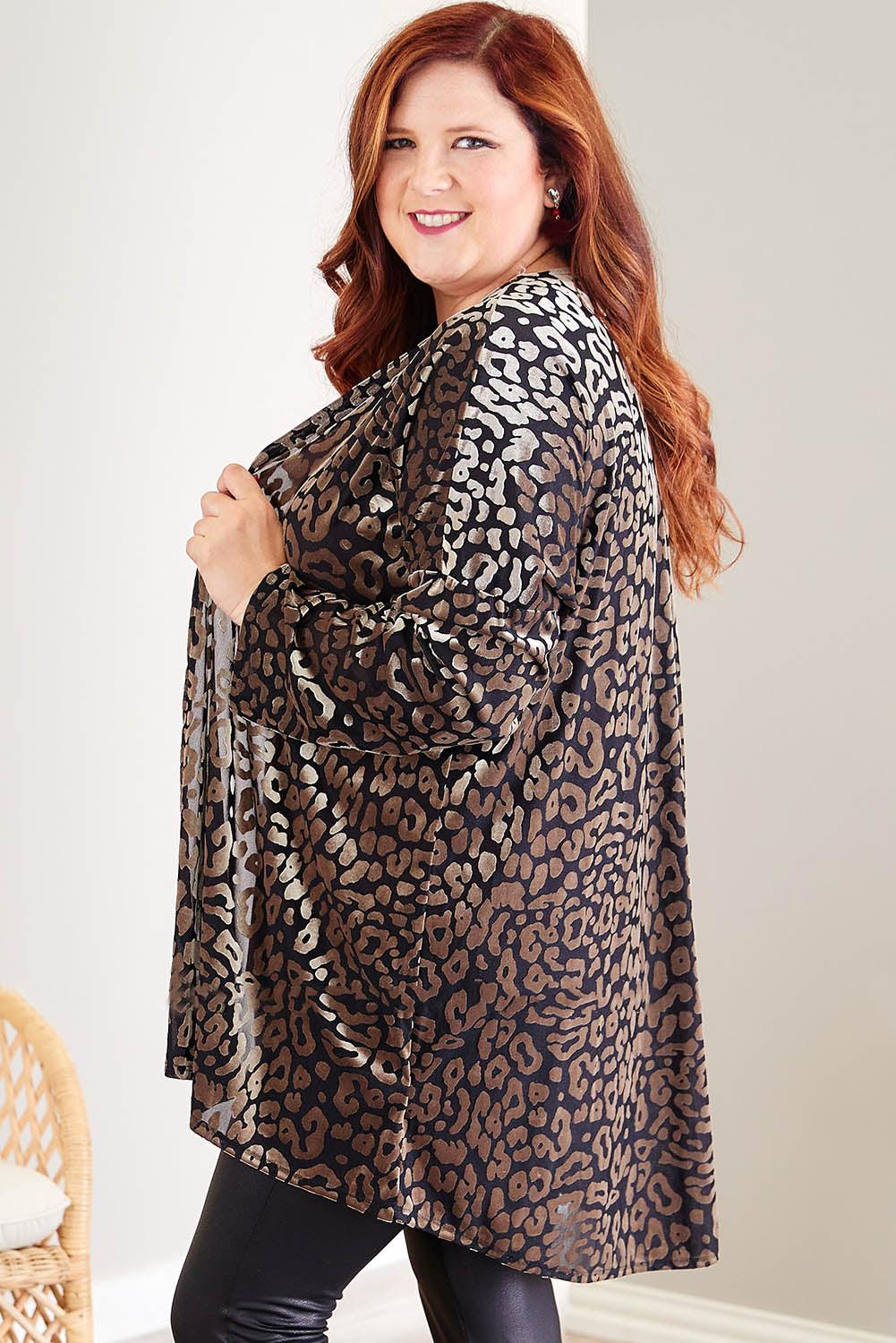 Print Open Front Plus Size Cardigan - L & M Kee, LLC