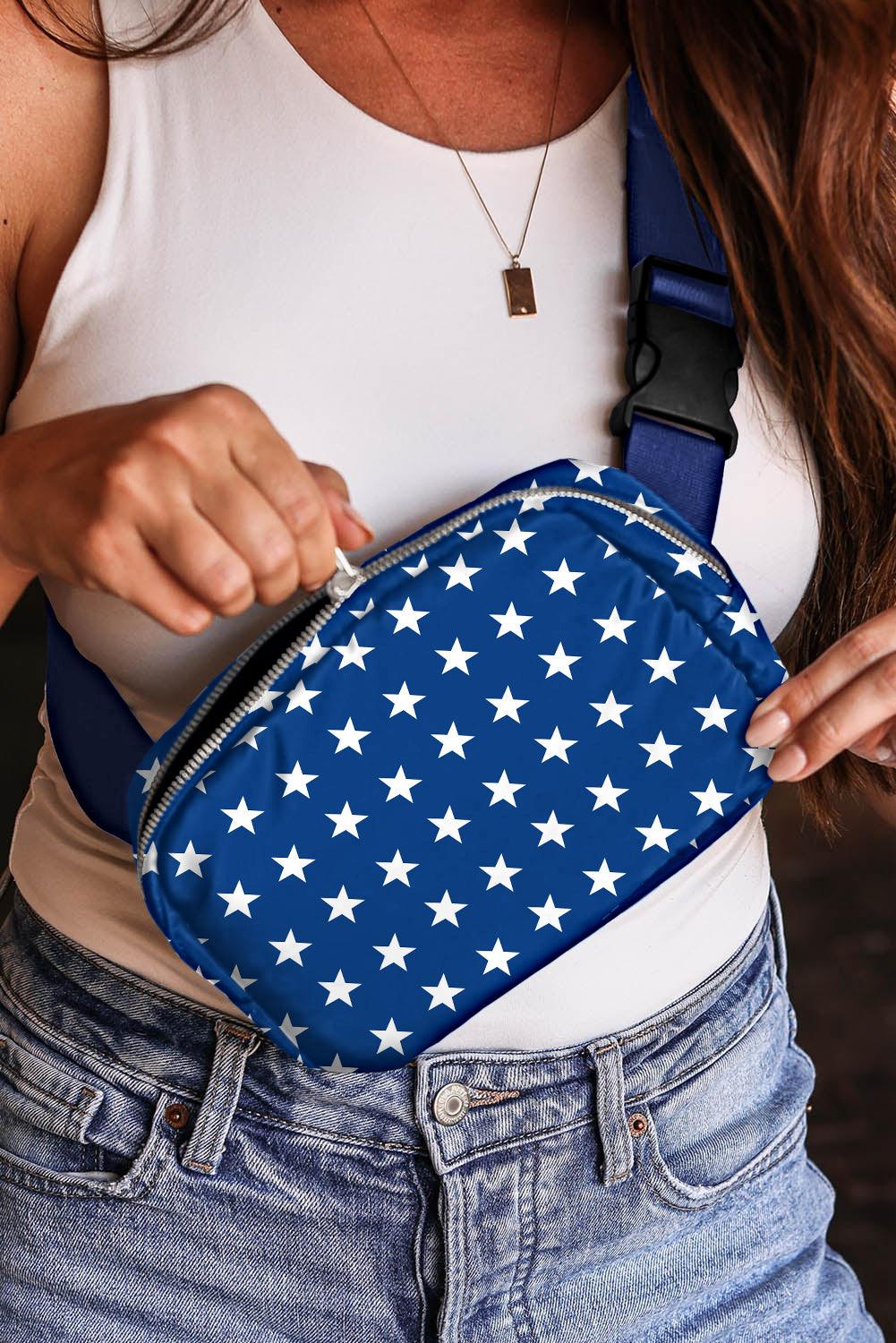 Bluing Independent Day Flag Star Printed Crossbody Bag