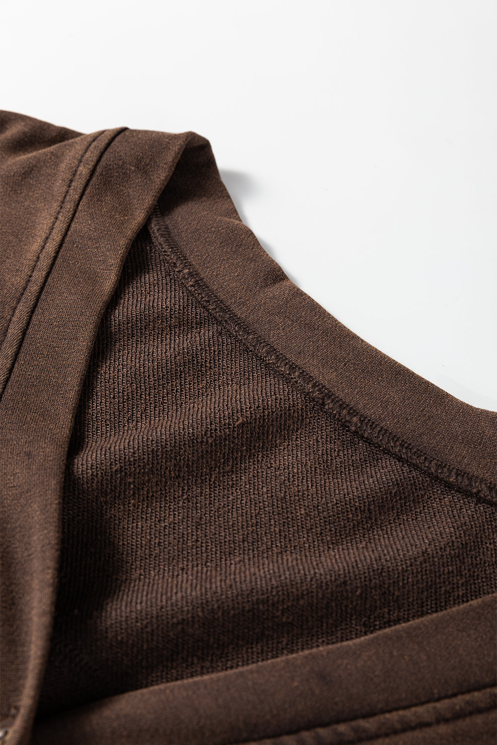 Coffee Button Front V Neck Casual Cardigan