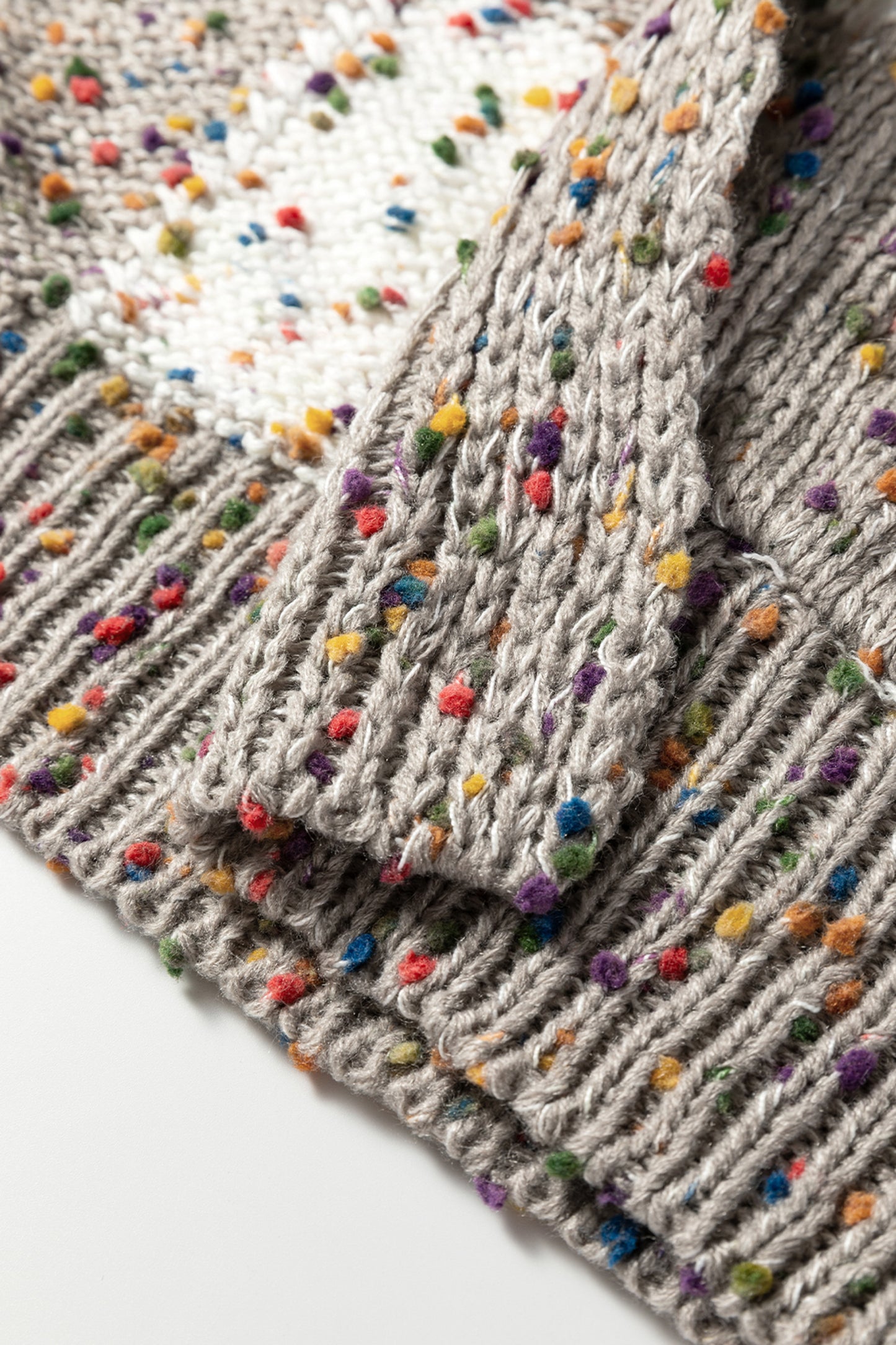 Brown Confetti Dot Checkered Print Open Cardigan with Pockets