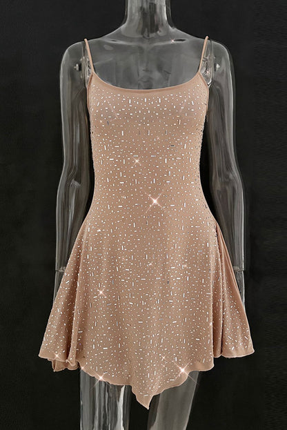 Clay Spaghetti Straps Rhinestone Hot Nightclub Dress