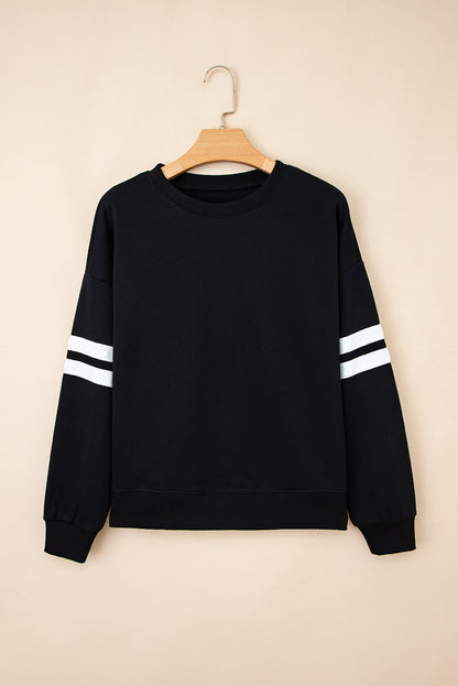 Evergreen Varsity Striped Detail Drop Shoulder Oversized Sweatshirt