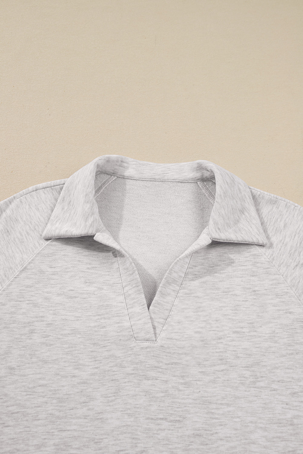 Dark Khaki Polo Collar V Neck Pullover and Drawstring Sweatpants Set