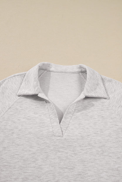 Dark Khaki Polo Collar V Neck Pullover and Drawstring Sweatpants Set