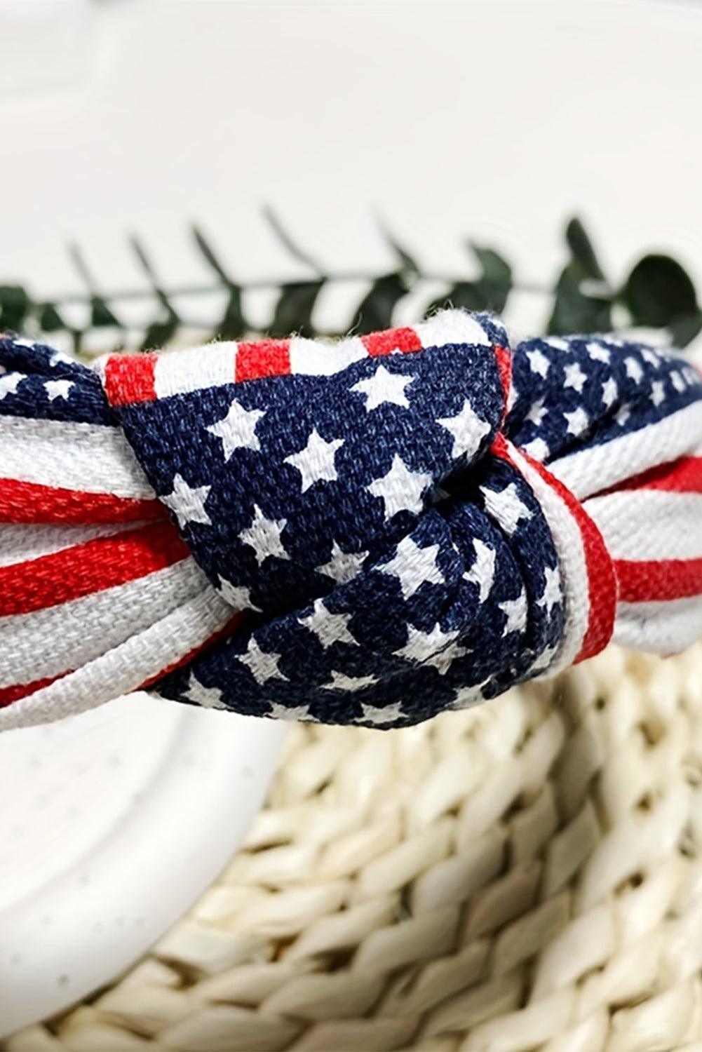 Navy Blue Flag Day Knotted Headband - L & M Kee, LLC