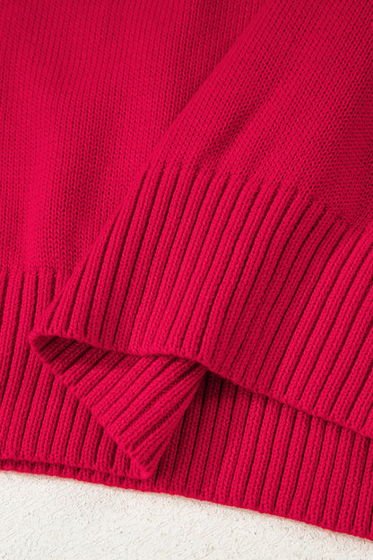 Fiery Red MERRY Letter Pattern Christmas Holiday Baggy Sweater