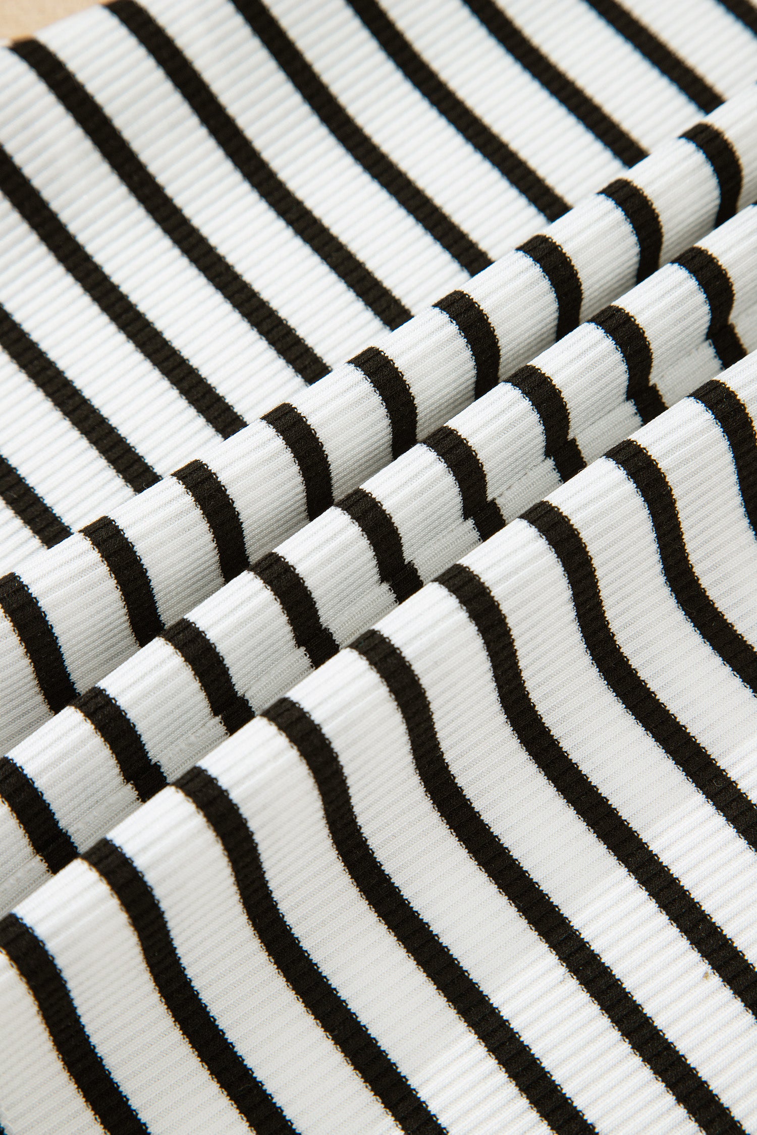 Black Stripe Ribbed Knit Half Button Long Sleeve Slim Top