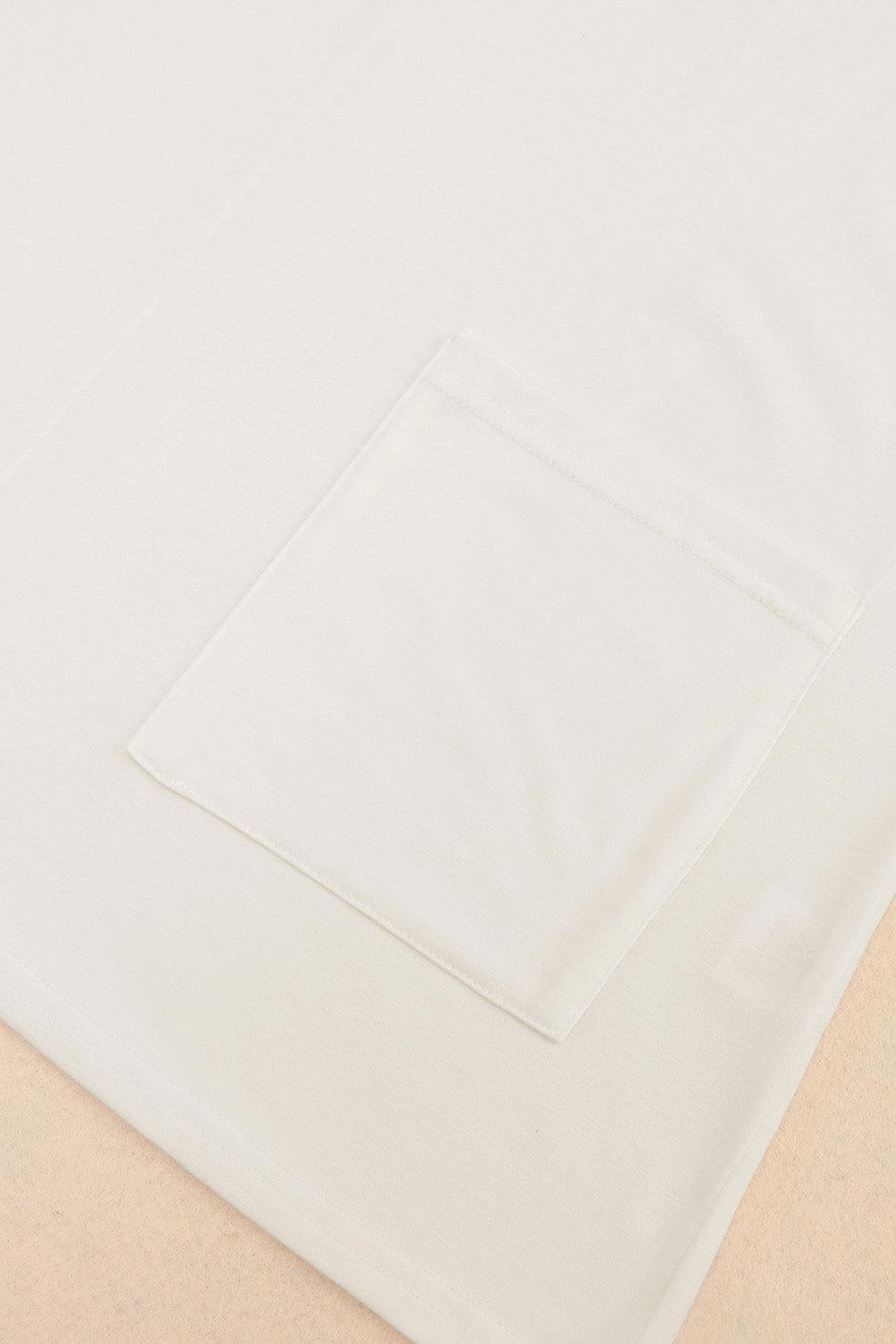 White Side Pockets Short Sleeve Tunic Top - L & M Kee, LLC