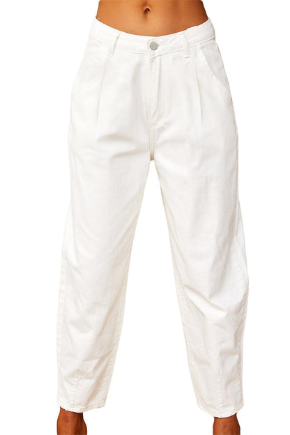 Solid High Waist Casual Pants