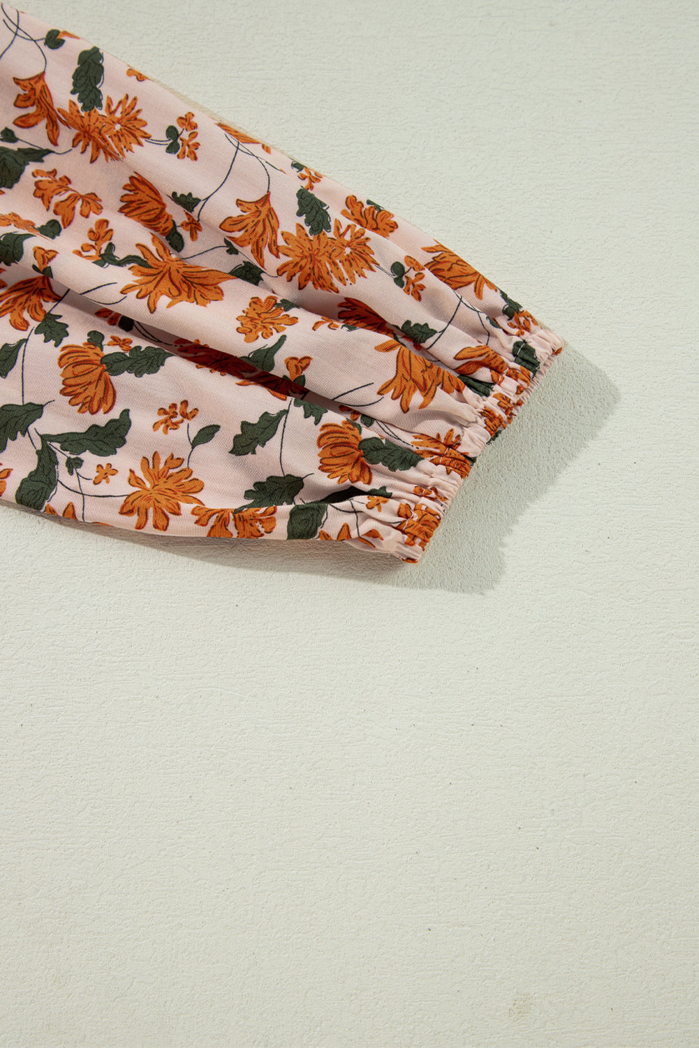 Black Floral Deep V Neck Smocked Bust Bubble Sleeve Babydoll Dress