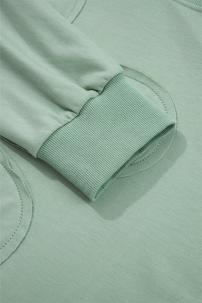 Coffee Raw Edge Flower Patch Drop Shoulder Casual Top