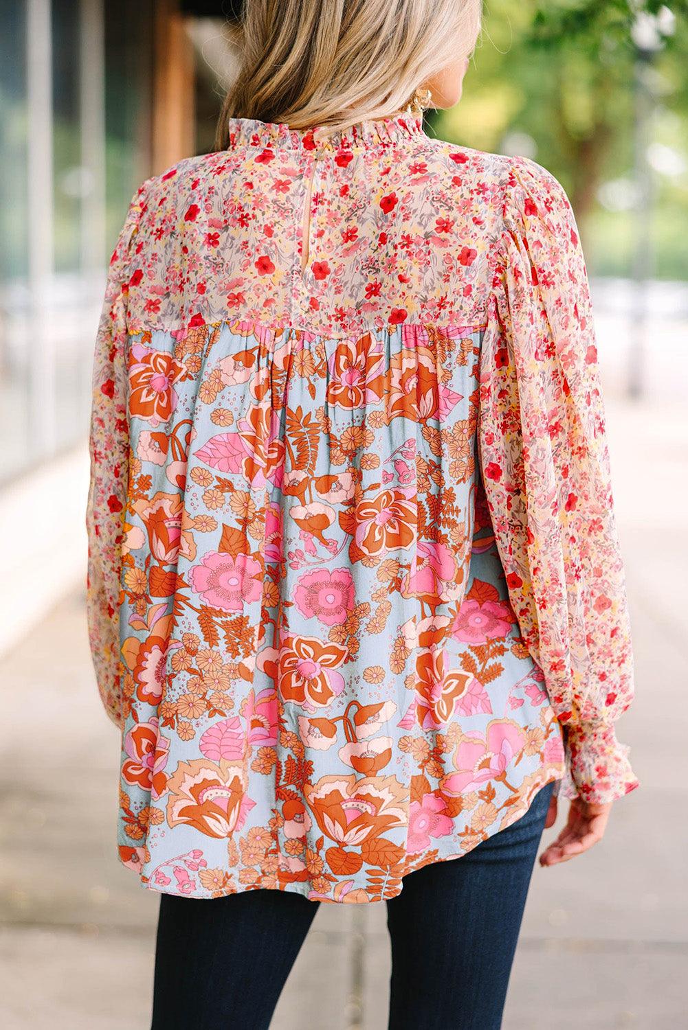 Boho Wide Sleeve Smocked Waist Floral Dress - L & M Kee, LLC