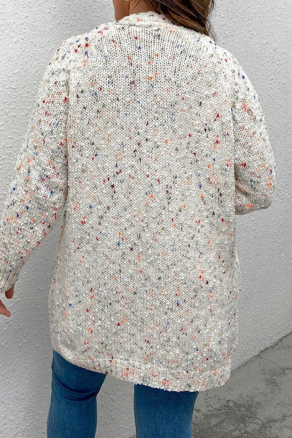 Beige Colorful Dots Cable Knit Crew Neck Sweater - L & M Kee, LLC