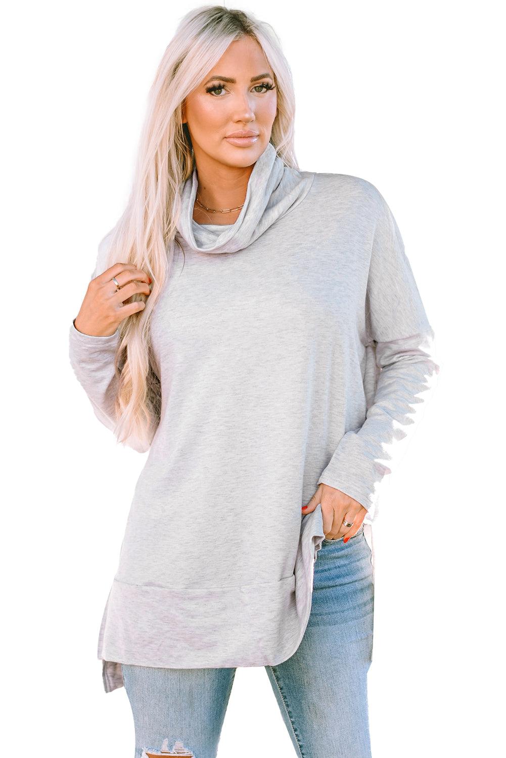 Gray Cowl Neck Shift Tunic Top - L & M Kee, LLC