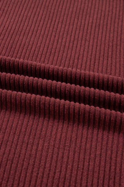 Wild Ginger Plus Size Ribbed Button Decor Long Sleeve Loose Top